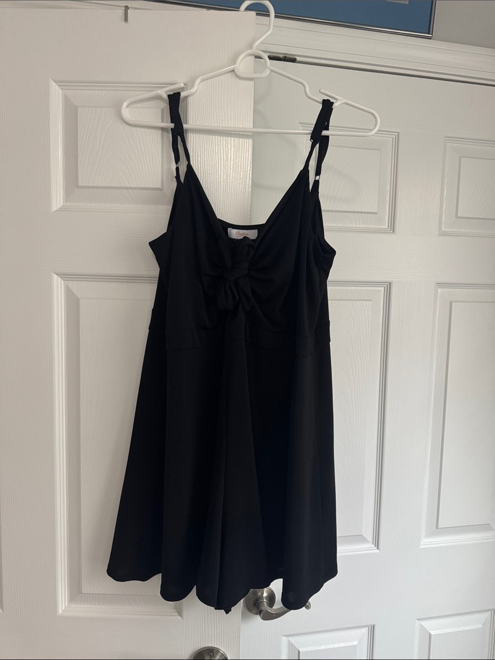 Candie's Black Tie-Front Spaghetti Strap Romper